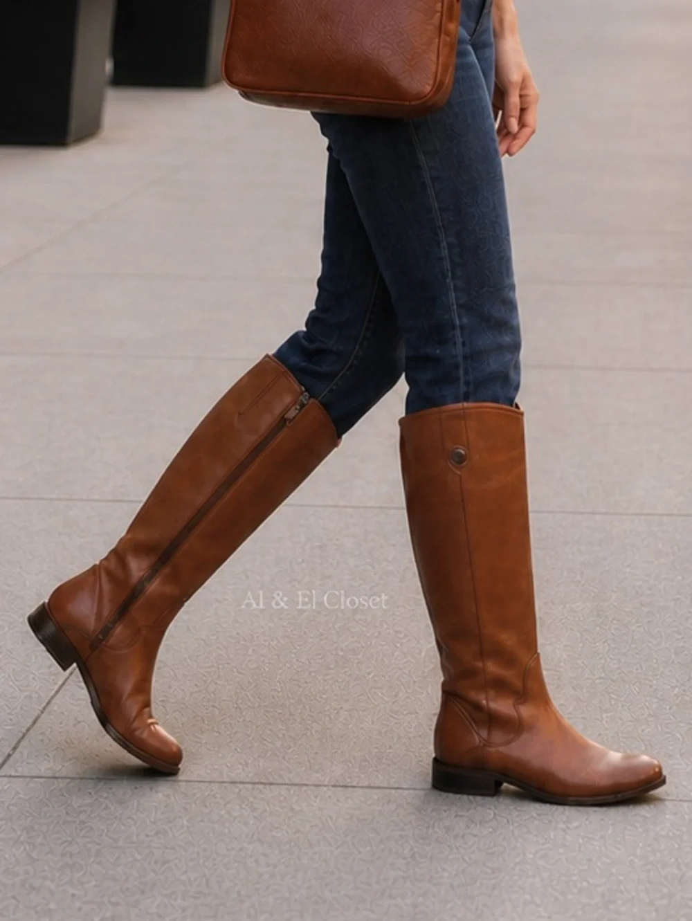 Frye Marissa Medallion Cognac Leather Riding Boots Knee High Women’s Size 6M NWB